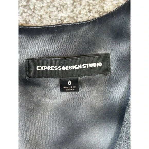 Express Design Studio Charcoal Gray Career Professional Dress 8 ♾ lined - Picture 3 of 6